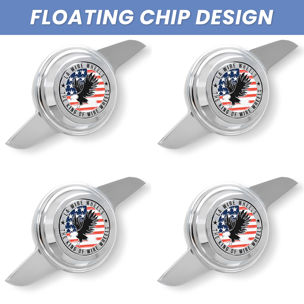 wire wheel knock off set chrome LA wire wheels 2 bar chrome floating chip knock off set