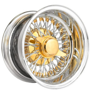14x7 LA wire wheels reverse 72 spoke cross lace American gold chrome