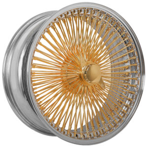 20x8" la wire wheels fwd 150 spoke straight lace chrome with american gold plating center rims