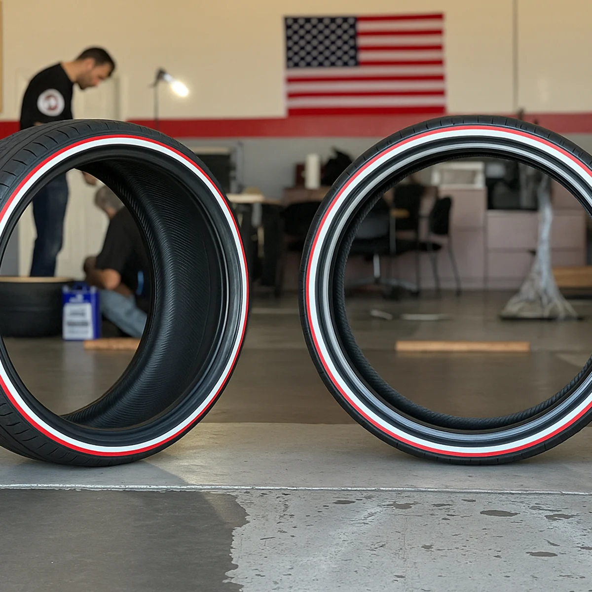 275/25r26 whitewall and red stripe tire custom made | low profile for show cars 275/25r26 whitewall and red stripe tire custom made | low profile for show cars