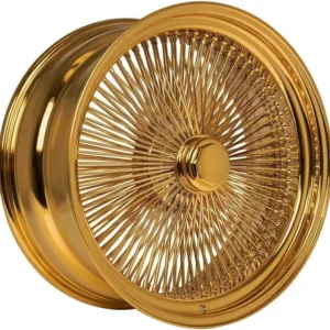 22×8” pure 24k california gold wire wheels – 150 spoke standard + 255/30r22 true whitewall tires | assembled & finished in california | set of 4