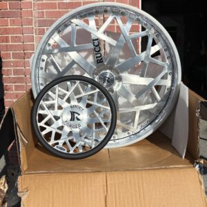 26 inch Rucci Slaps brushed face chrome lip wheels set of 4 staggered