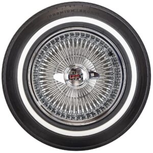 13x7 chrome wire wheels 72 spoke reverse cross lace with 155/80R13 whitewall tires set of 4