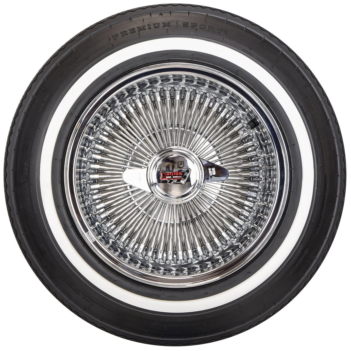 13x7 chrome wire wheels 72 spoke reverse cross lace with 155/80R13 whitewall tires set of 4 13x7 chrome wire wheels 72 spoke reverse cross lace with 155/80R13 whitewall tires set of 4