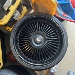 lightly used 26 inch Forgiato brushed staggered forged alloy wheels 26x9 front 26x10 rear dual drilled 5x4.75 5x5 bolt pattern Impala Caprice Box Chevy donk set of 4