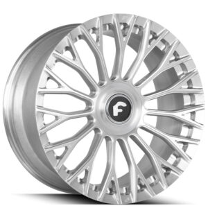 22 inch Forgiato NB6-M brushed silver floating cap monoblock forged wheels staggered 22x9 front 22x10.5 rear 5x112 5x114 5x120 Mercedes BMW Cadillac Tesla set of 4