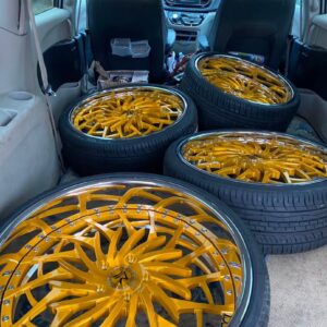 24 inch Rucci wheels gold face chrome lip 5x120 bolt pattern set of 4