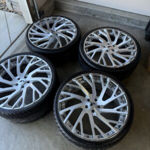 22 inch Forgiato Biaforca brushed face chrome lip wheels and tires package